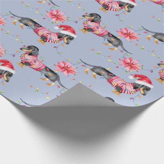Weihnachts-Dackel Geschenkpapier (Ecke)