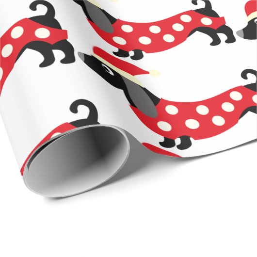 Weihnachts-Dackel Geschenkpapier (Rolleneckpunkt)