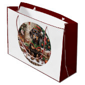 Weihnachts-Dackel Hogs Elf Große Geschenktüte (Rückseite Schrägansicht)