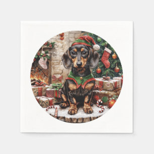 Weihnachts-Dackel Hogs Elf Serviette