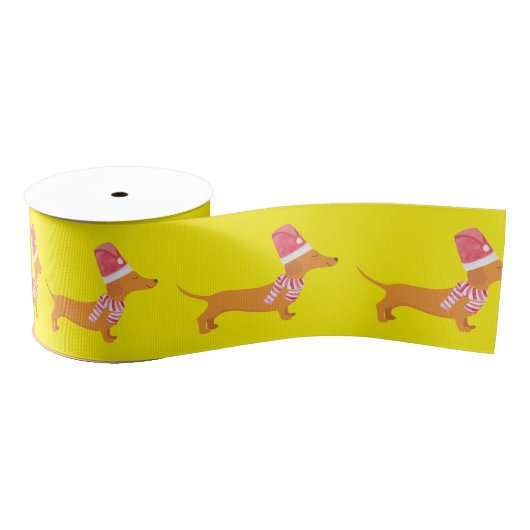 Weihnachts-Dackel Hund Gelb Ripsband (Spule)