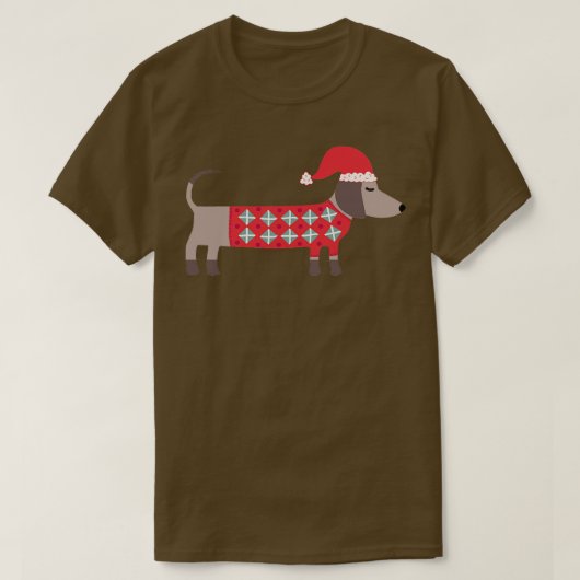 Weihnachts-Dackel Hund in einer Weihnachtsmannmütz T-Shirt (Design vorne)