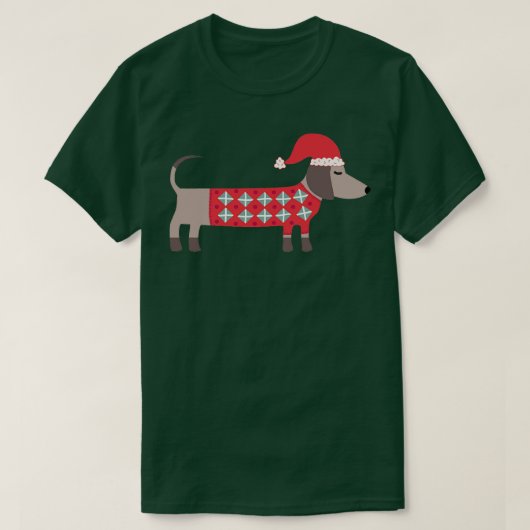 Weihnachts-Dackel Hund in einer Weihnachtsmannmütz T-Shirt (Design vorne)