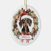 Weihnachts-Dackel Hund Keramik Circle Ornament (Rechts)
