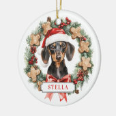 Weihnachts-Dackel Hund Keramik Circle Ornament (Links)