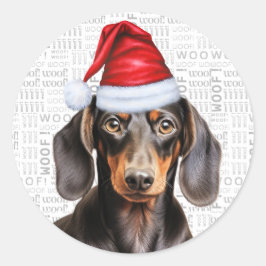 Weihnachts-Dackel Hund und Kunstgewerbe Runder Aufkleber