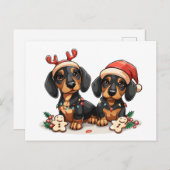 Weihnachts-Dackel Hunde Feiertagspostkarte (Vorne/Hinten)