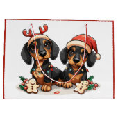 Weihnachts-Dackel Hunde Große Geschenktüte (Rückseite)