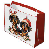 Weihnachts-Dackel Hunde Große Geschenktüte (Rückseite Schrägansicht)