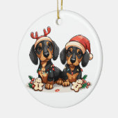 Weihnachts-Dackel Hunde Keramik Ornament (Links)