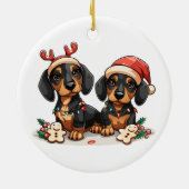 Weihnachts-Dackel Hunde Keramik Ornament (Hinten)