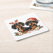Weihnachts-Dackel Hunde Rechteckiger Pappuntersetzer (angewinkelt)
