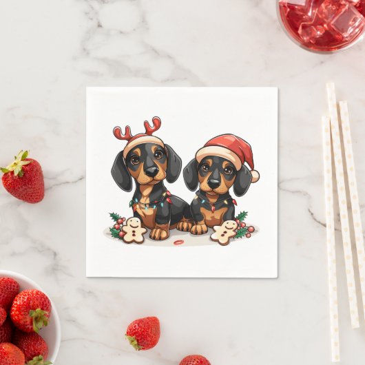 Weihnachts-Dackel Hunde Serviette (Beispiel)