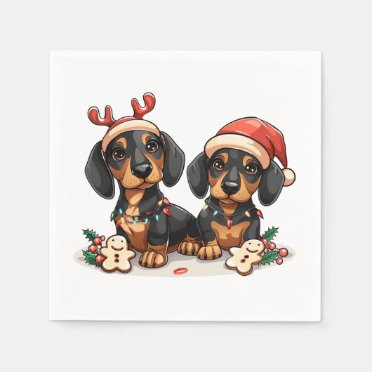 Weihnachts-Dackel Hunde Serviette (Vorderseite)