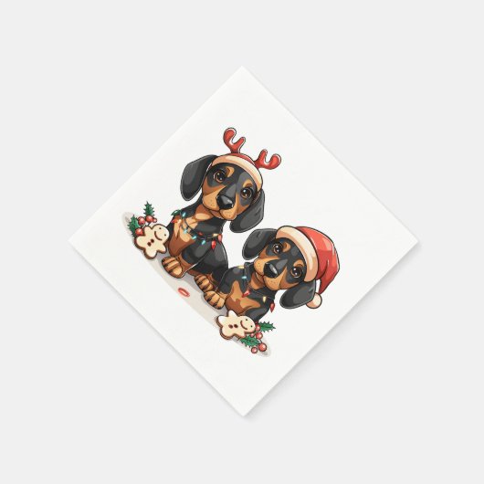 Weihnachts-Dackel Hunde Serviette (Ecke)