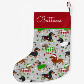 Weihnachts-Dackel Individuelle Name Kleiner Weihnachtsstrumpf (Rückseite)