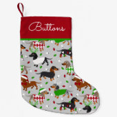 Weihnachts-Dackel Individuelle Name Kleiner Weihnachtsstrumpf (Vorderseite)