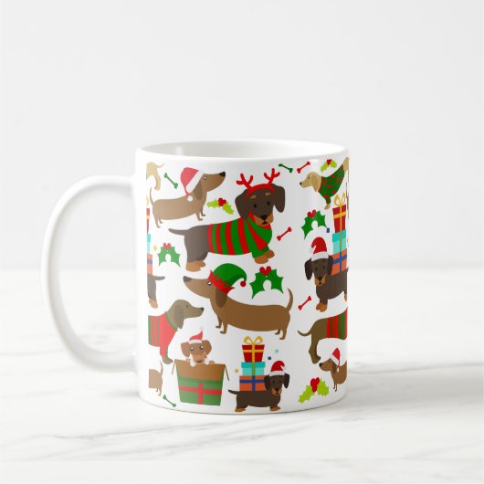 Weihnachts-Dackel Kaffeetasse (Links)