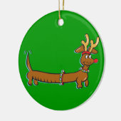 Weihnachts-Dackel Keramikornament (Links)