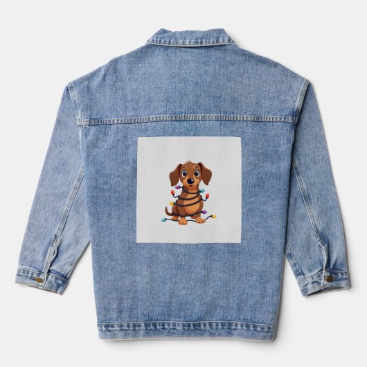 Weihnachts-Dackel-Lichter Jeansjacke (Rückseite)