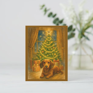 Weihnachts-Dackel-Magie-Postkarte Feiertagspostkarte