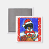 Weihnachts-Dackel Magnet (Vorderseite/Rückseite)