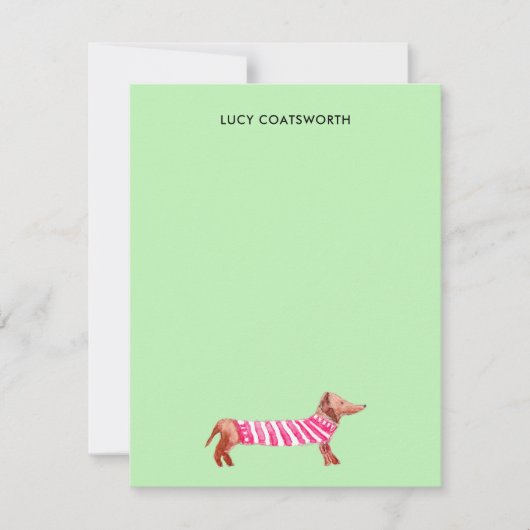 Weihnachts-Dackel Monogram Niedlich Boho Dog Lover Mitteilungskarte (Vorderseite)