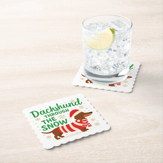 Weihnachts-Dackel-Papier-Getränkeuntersetzer Untersetzer (Vor Ort)