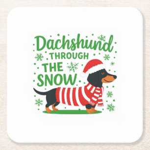 Weihnachts-Dackel-Papieruntersetzer Rechteckiger Pappuntersetzer