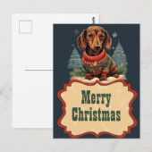 Weihnachts-Dackel Postkarte (Vorne/Hinten)