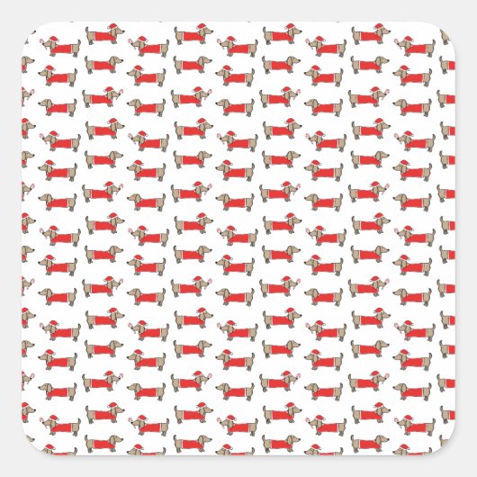 Weihnachts-Dackel Quadratischer Aufkleber (Vorderseite)