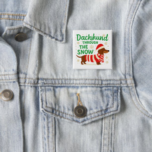 Weihnachts-Dackel-Quadratknopf Button
