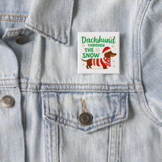 Weihnachts-Dackel-Quadratknopf Button