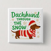 Weihnachts-Dackel-Quadratknopf Button (Vorderseite)