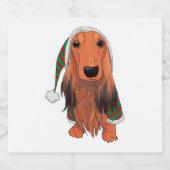 Weihnachts-Dackel - Rot langhaarig Schaumweinetikett (Einzelnes Label)