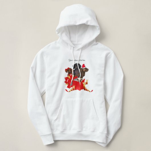 Weihnachts-Dackel Rote Geschenkboxen Hoodie (Design vorne)