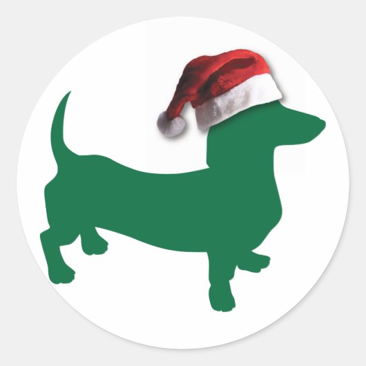 Weihnachts-Dackel Runder Aufkleber (Vorderseite)