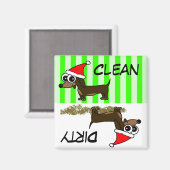 Weihnachts-Dackel Saubere Geschirrspülmaschine Mag Magnet (Vorderseite/Rückseite)