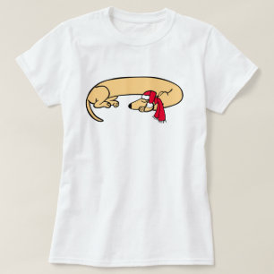 Weihnachts-Dackel Schlafen T - Shirt