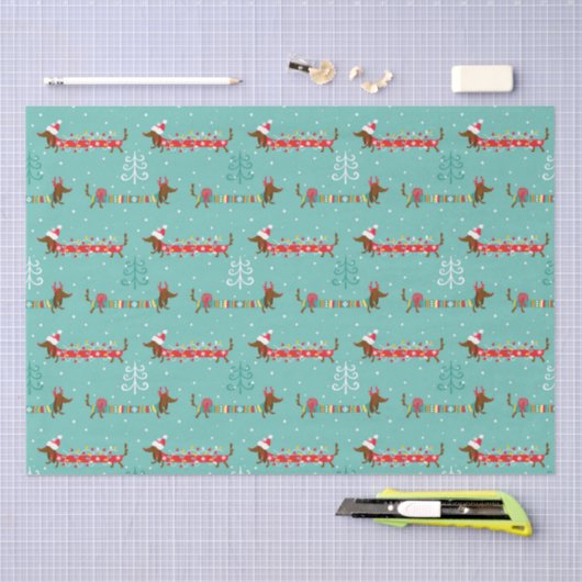 Weihnachts-Dackel Seidenpapier (Handwerk)