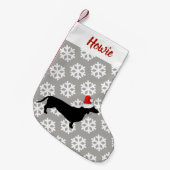 Weihnachts-Dackel und Weihnachtsmannmütze Haustier Kleiner Weihnachtsstrumpf (Vorderansicht (hängend))