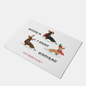 Weihnachts-Dackel Wandern in einer Dackel Wunderla Fußmatte (Schrägansicht)