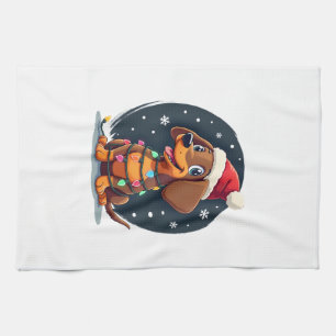 Weihnachts-Dackel Weihnachten Santa Geschirrtuch