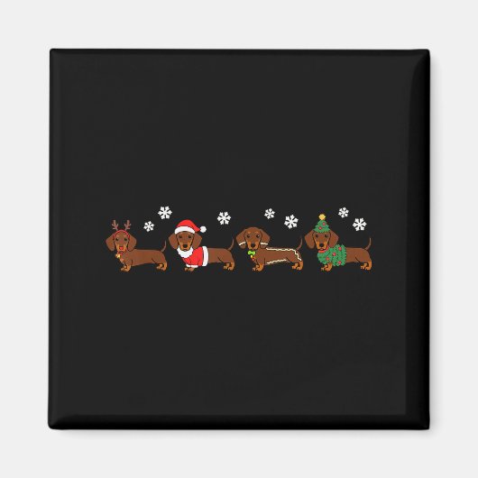 Weihnachts-Dackel Weihnachtsmannmütze Hund Lover H Magnet (Vorne)