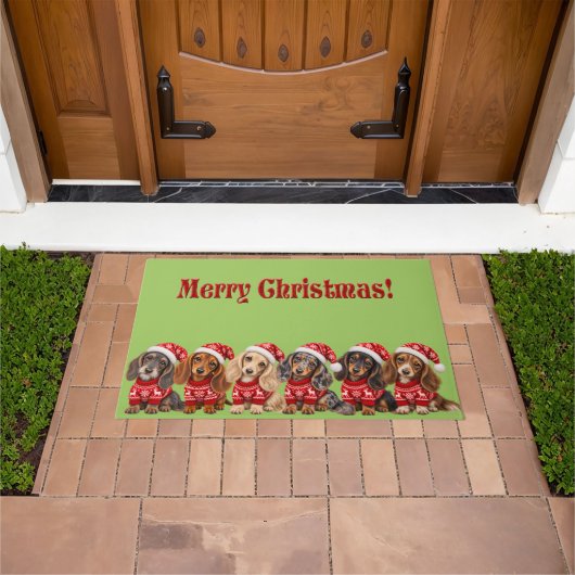 Weihnachts-Dackel-Welpen Fußmatte (Außenbereich)
