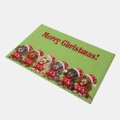 Weihnachts-Dackel-Welpen Fußmatte (Schrägansicht)