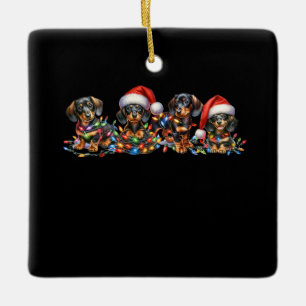 Weihnachts-Dackel Welpen Keramikornament