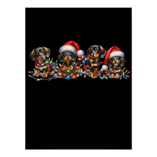 Weihnachts-Dackel Welpen Poster (Vorderseite)