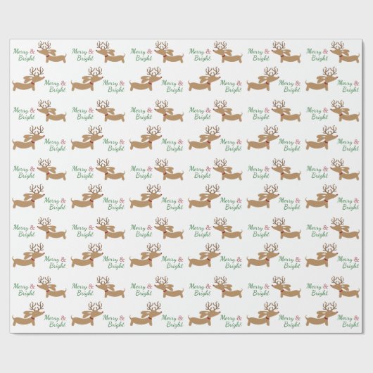 Weihnachts Dackel Wrapping Paper Merry & Bright Geschenkpapier (Flach)
