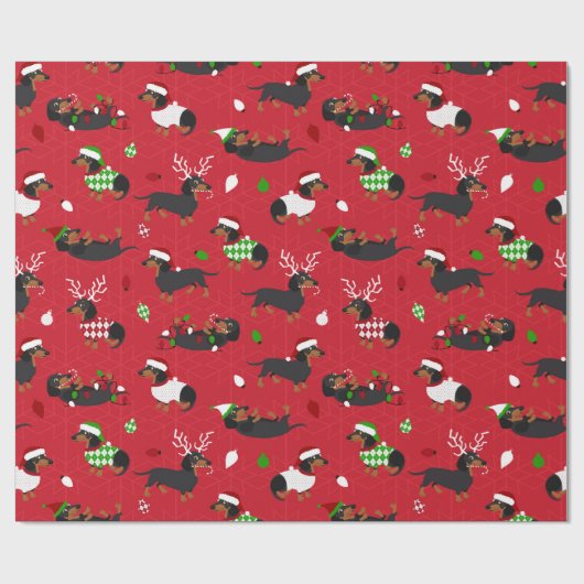 Weihnachts-Dackeln Geschenkpapier (Flach)